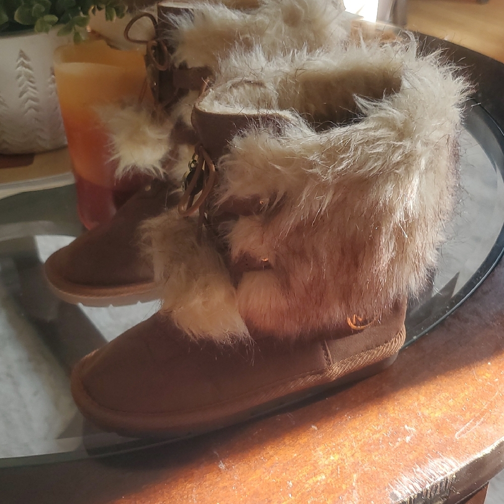 Girls Michael Kors Faux Fur Lined Brown Boots